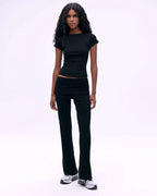 Rib Fold Over Pants - Black
