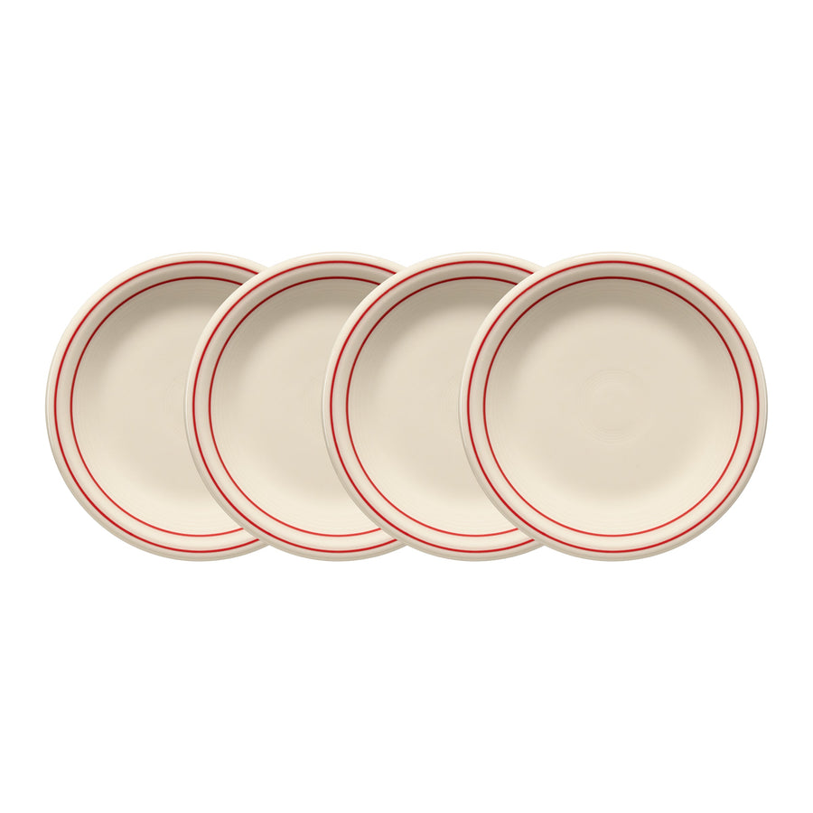 Americana Scarlet Band Set of 4 Classic Rim 7 1/4-Inch Salad Plates