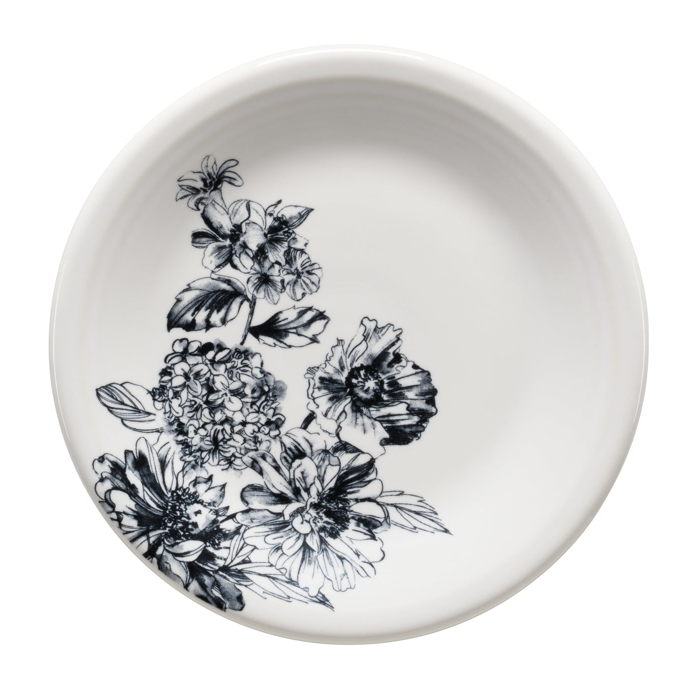 Botanical Floral Black Classic Rim 7 1/4 Inch Salad Plate