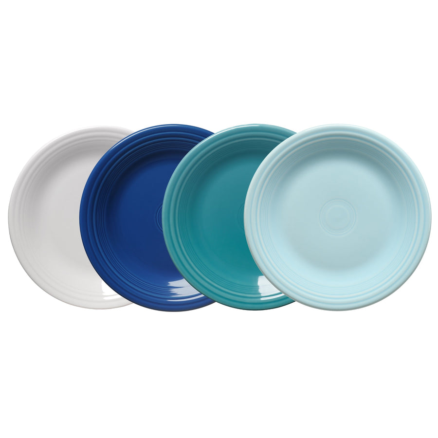 Mixed Coastal Blues Classic Rim 10 1/2 Inch Dinner Plate, Set of 4