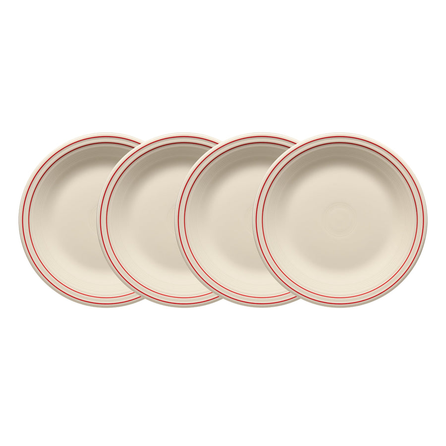 Americana Scarlet Band Set of 4 Classic Rim 10 1/2-Inch Dinner Plates