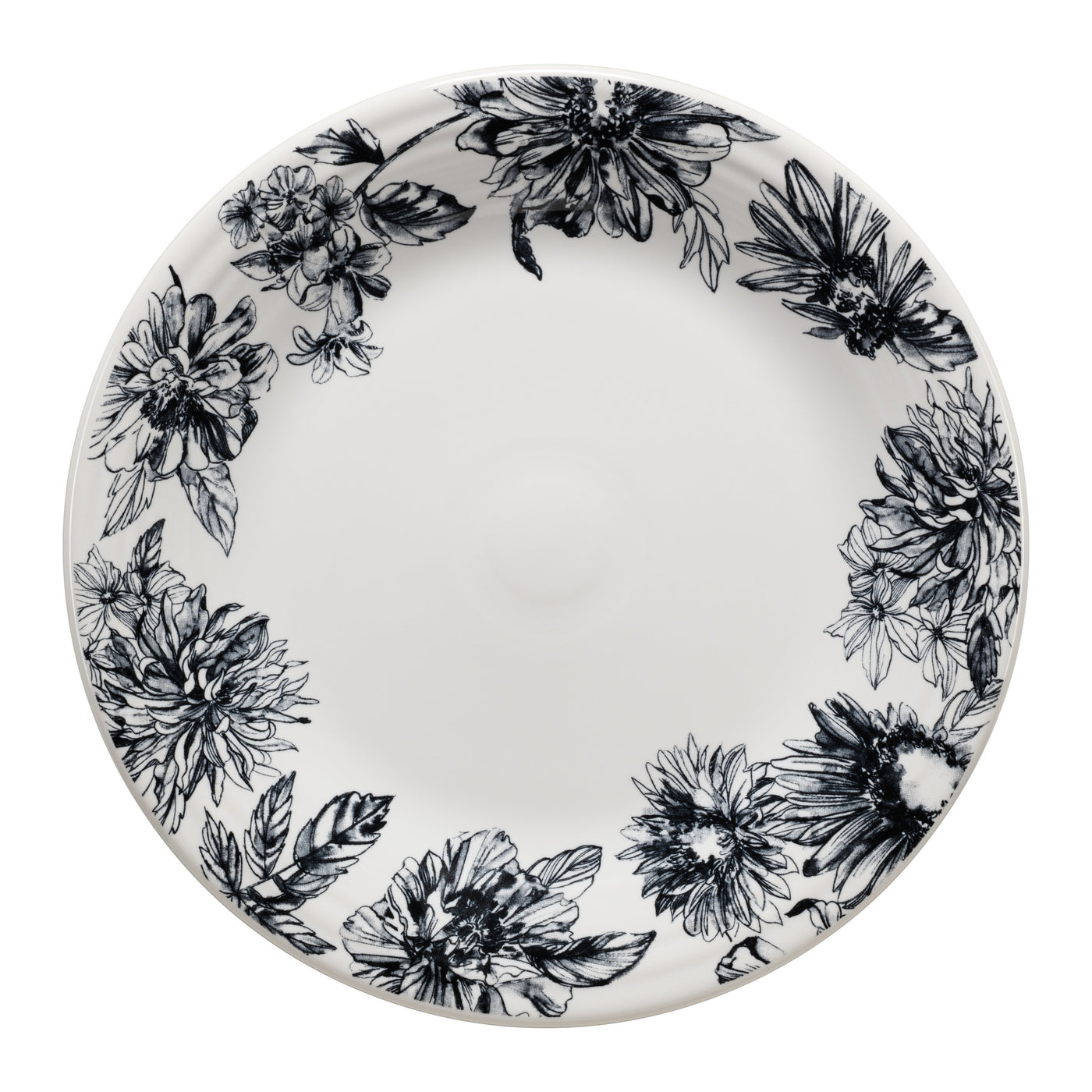 Botanical Floral Black Classic Rim 10 1/2 Inch Dinner Plate