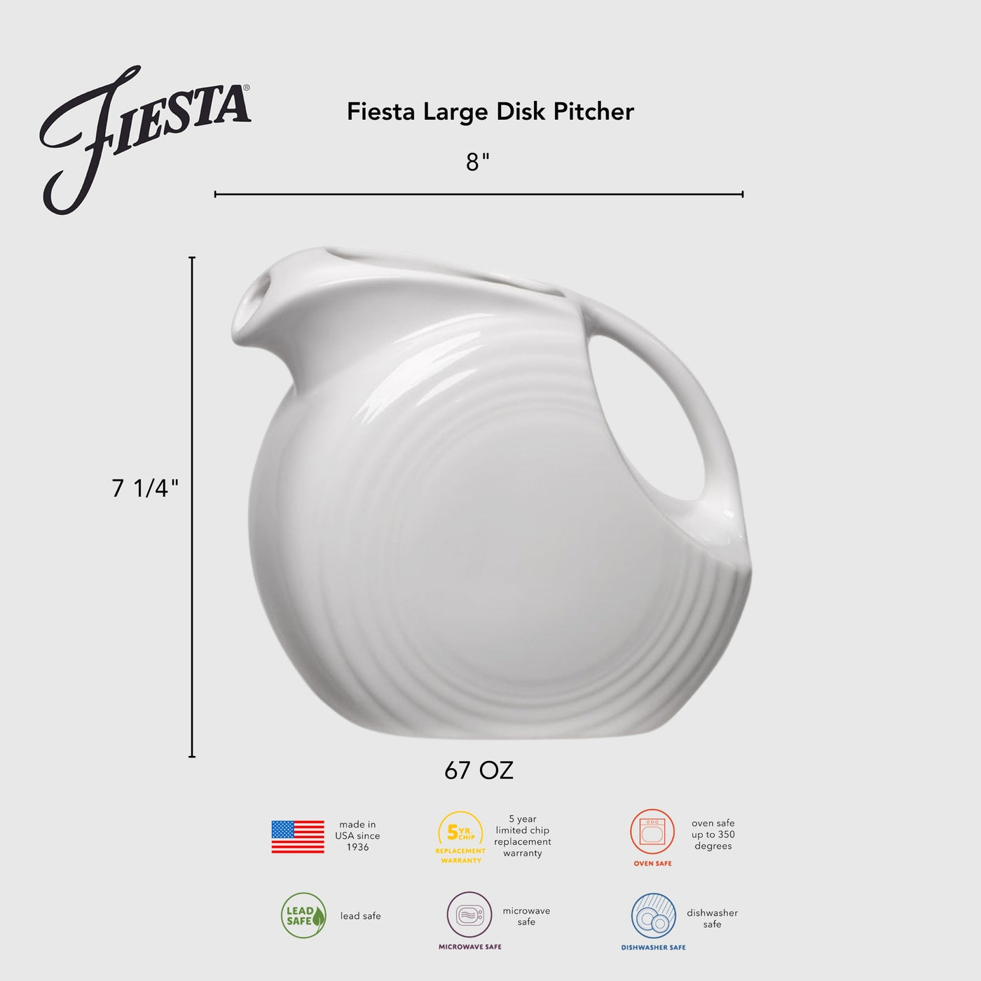 Lavender 67 OZ Large Disk Pitcher