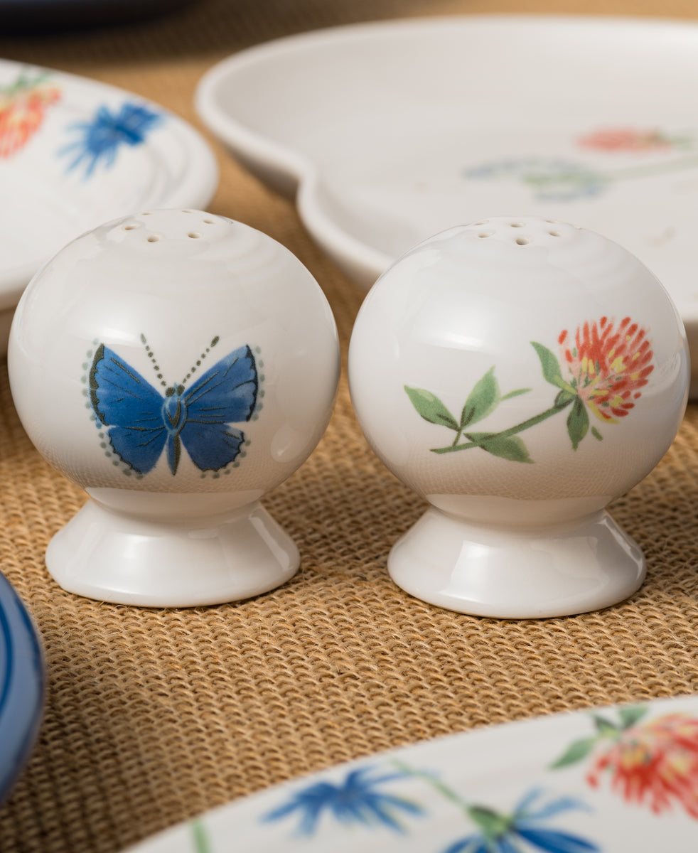 Retired Breezy Floral 2 5/8 Inch Salt and Pepper Shaker Set