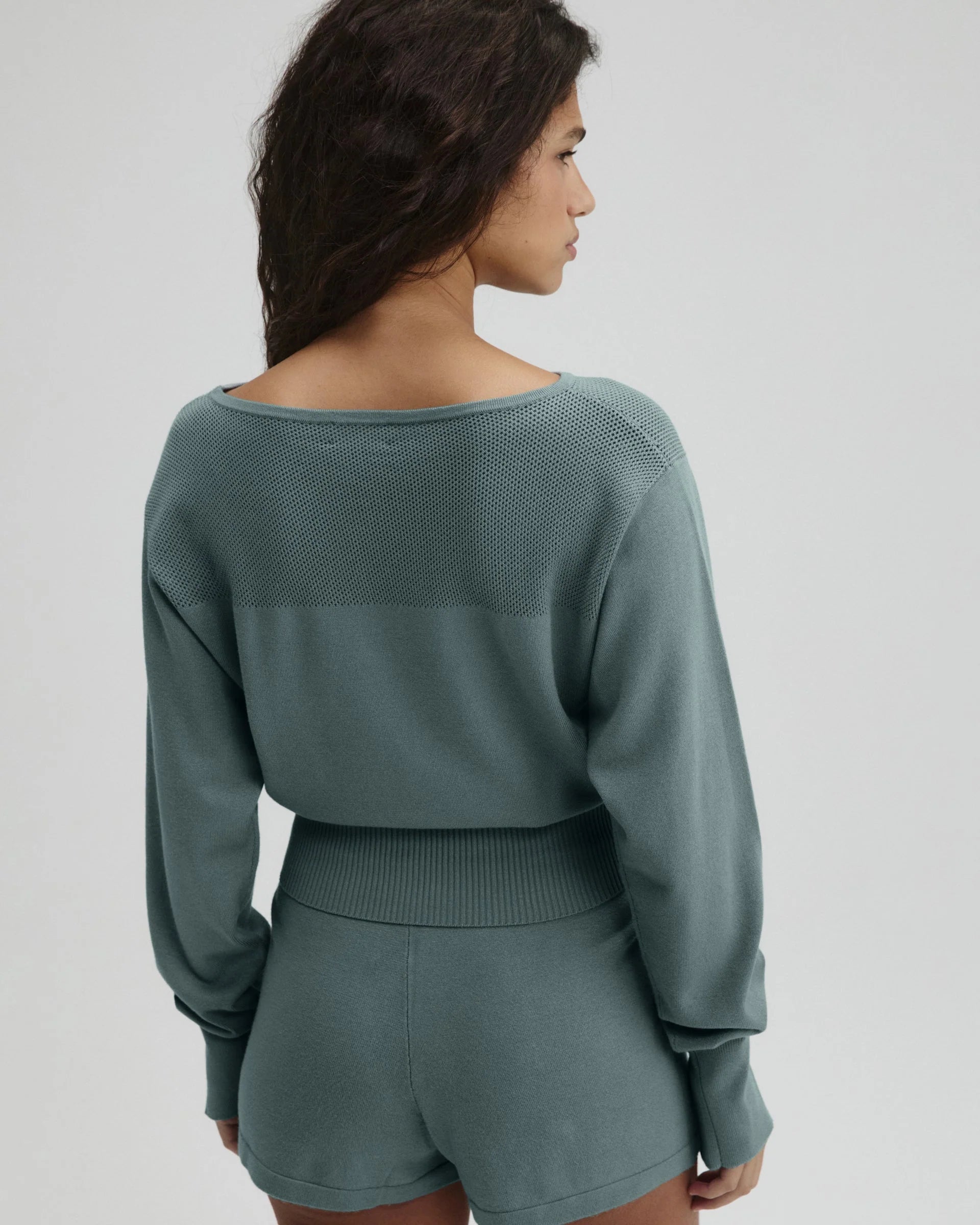 Fine Gauge Mesh Knit Top - Cloud Blue
