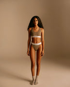 Branded Ribbed Thong - Olive Green