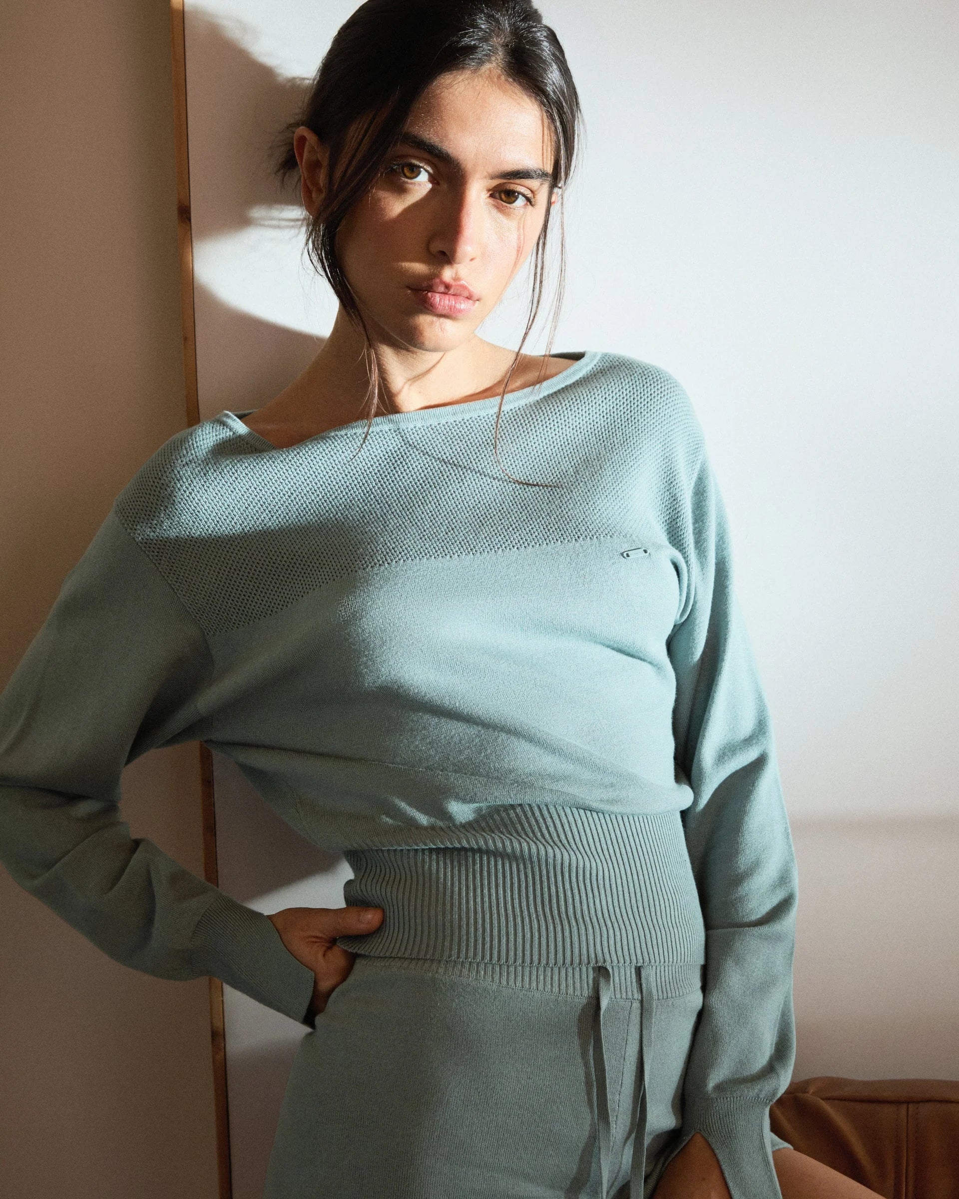 Fine Gauge Mesh Knit Top - Cloud Blue