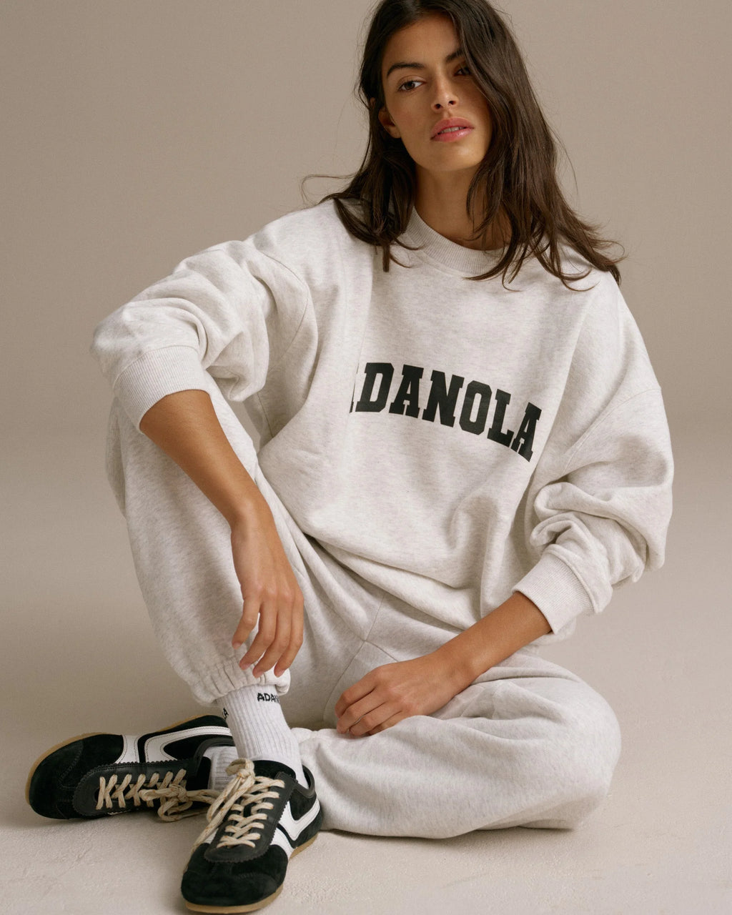 Varsity Oversized Sweatshirt - Light Grey Melange/Black