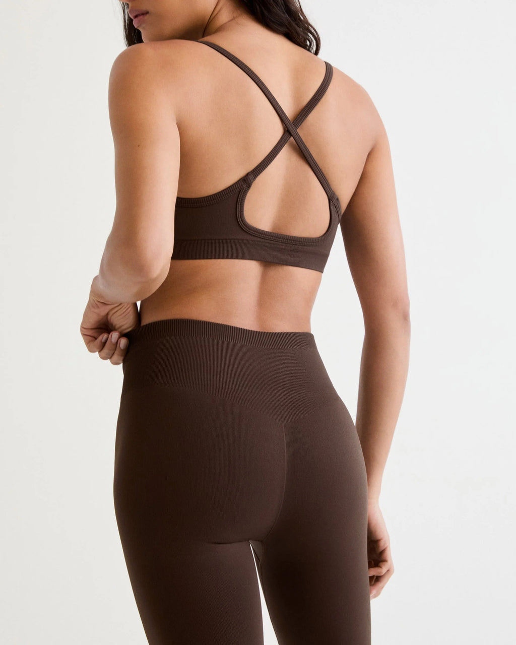 Classic Seamless Cross Back Bra - Chocolate Brown