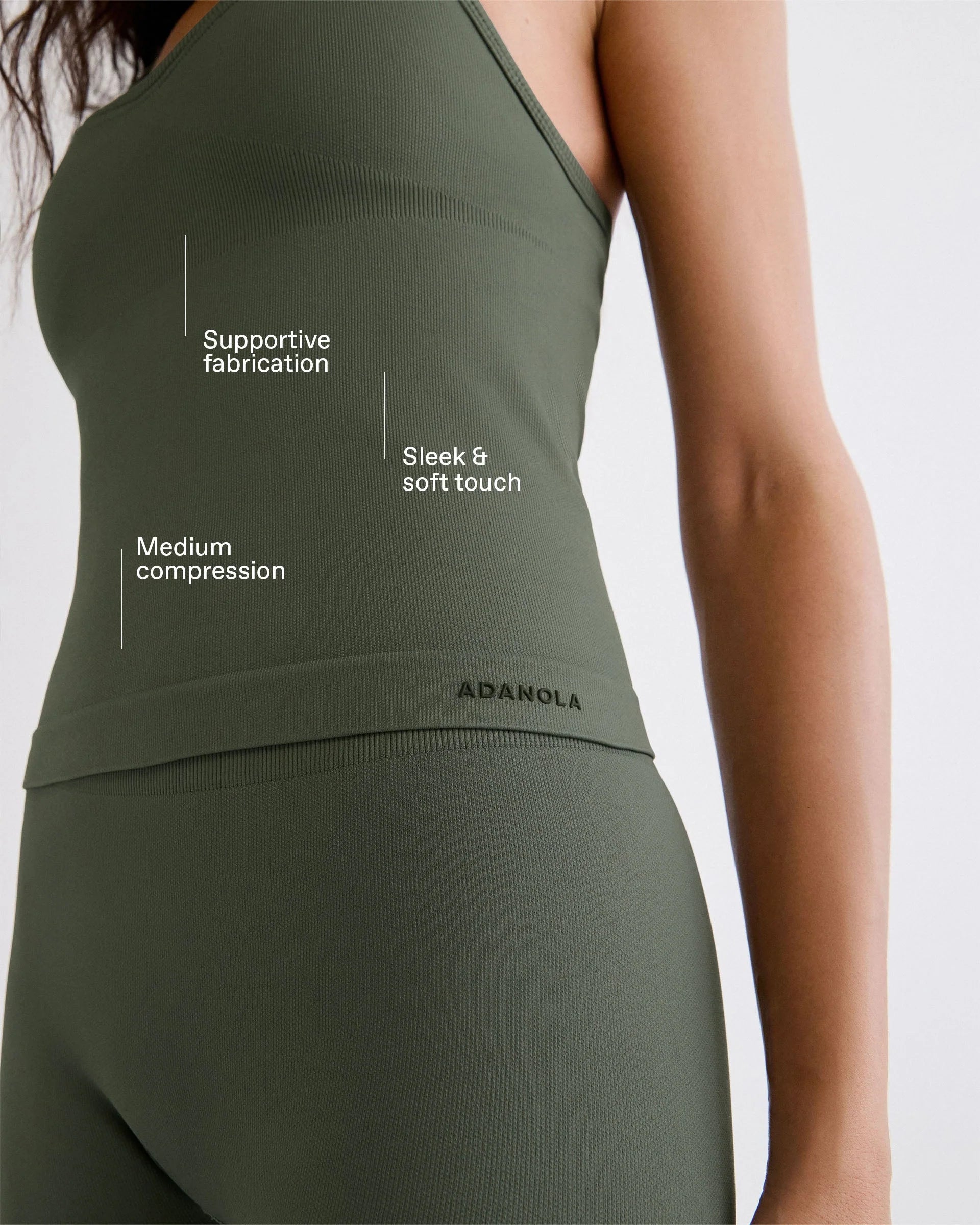 Classic Seamless Cross Back Tank Top - Thyme Green