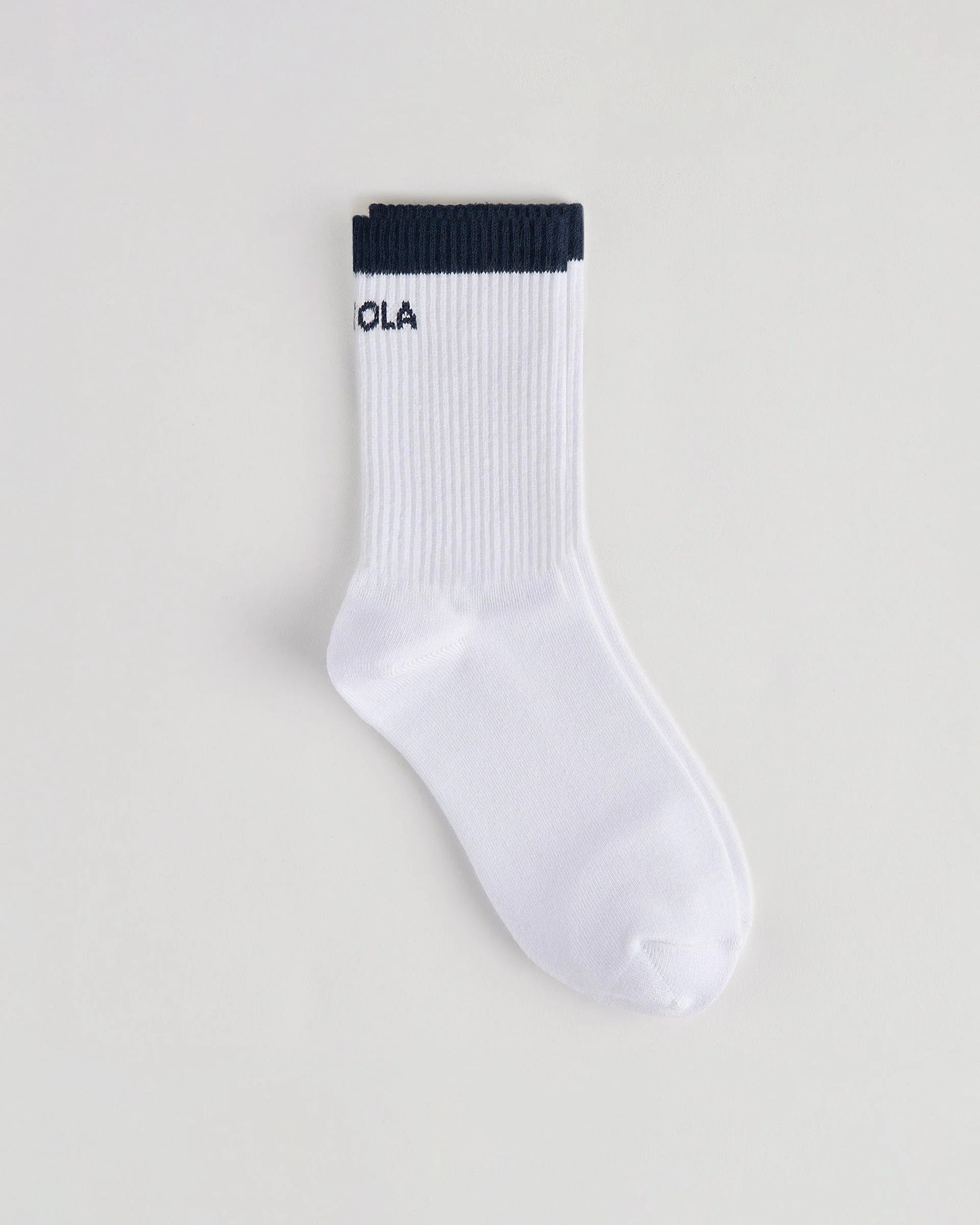 Single Stripe Socks - White/Navy Blue