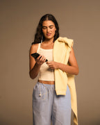 Cotton Stripe Pull On Pants - Blue/White