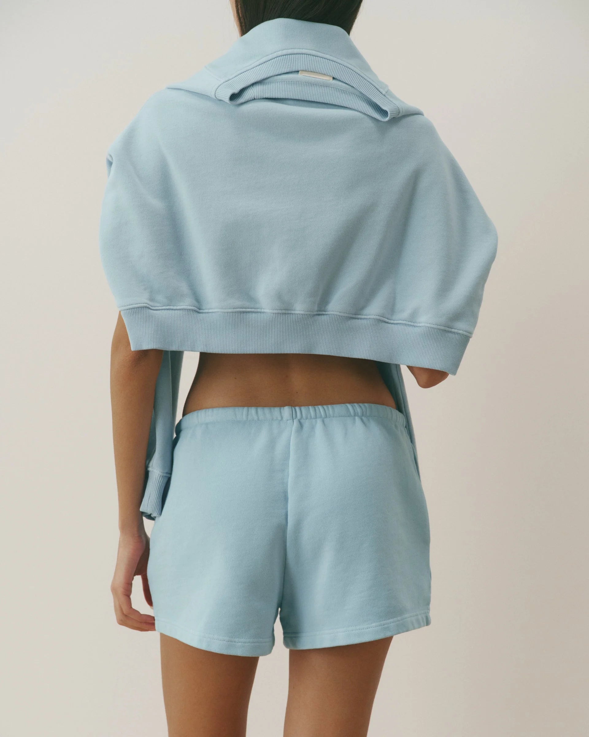 Le Mode De Vie Washed Cropped Shorts - Breeze Blue/Marshmallow White