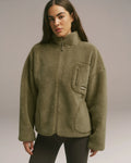 Oversized Pocket Zip Through Fleece - Dark Pistachio Green