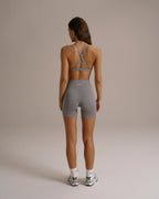 Brushed Triangle Cross Back Bra - Dark Grey Melange