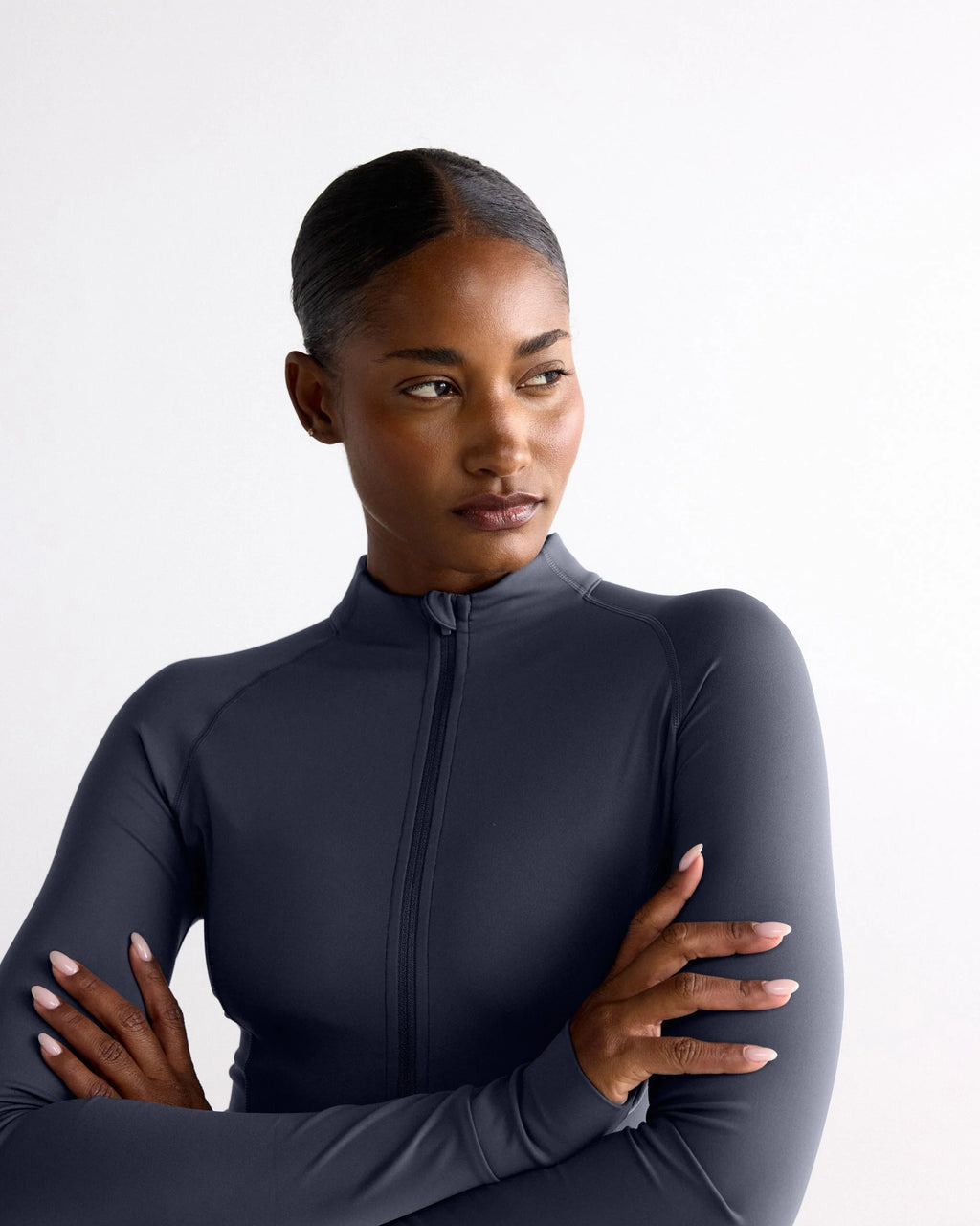 Ultimate Long Sleeve Zip Up Top - Midnight Blue