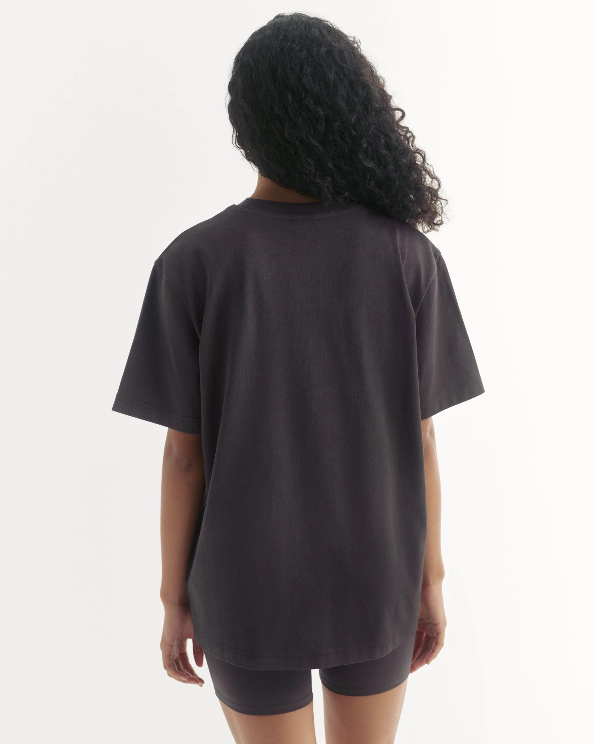 Varsity Short Sleeve Oversized T-shirt - Coffee Bean/White
