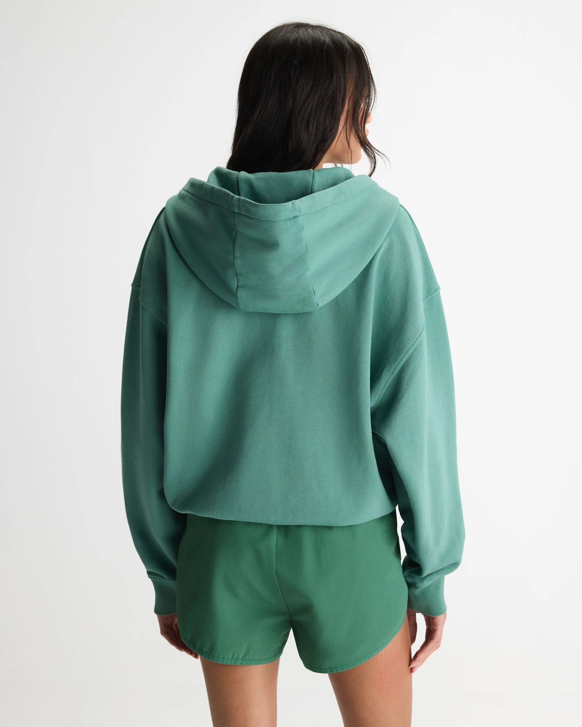 Everyday Active Washed Relaxed Zip Through Hoodie - Eucalyptus Green/Buttercream
