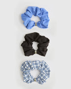 3 Pack Scrunchies - Coffee Bean/Blossom Blue