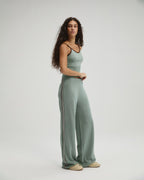 Knit Stripe Straight Leg Trousers - Cloud Blue