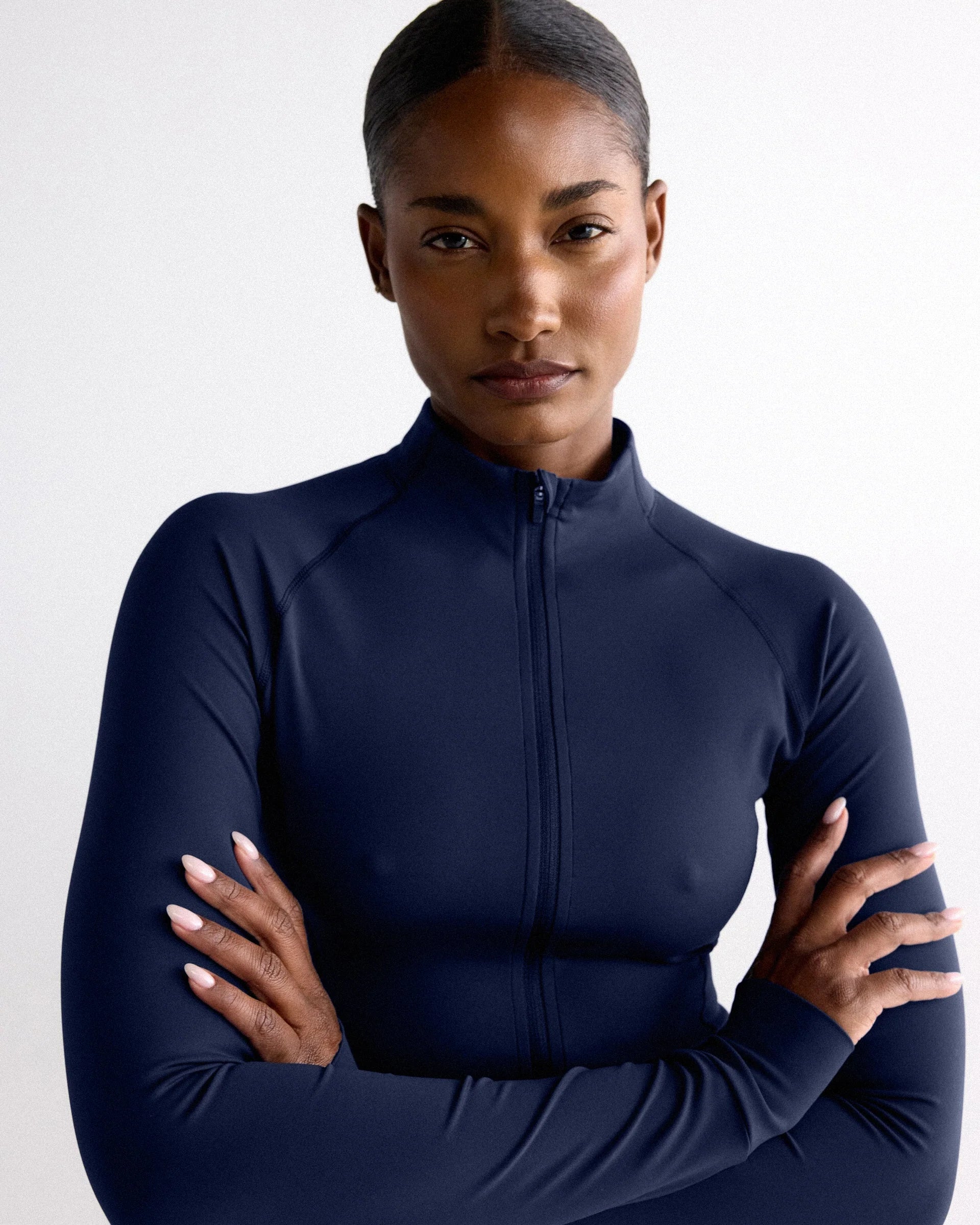 Ultimate Long Sleeve Zip Up Top - Navy Blue