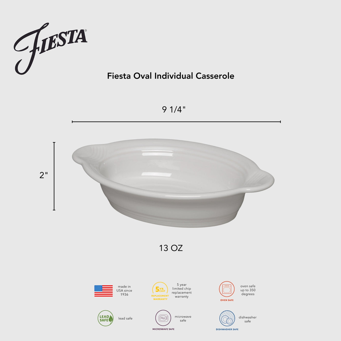 Lavender 9 1/8 Inch Oval Individual Casserole 13 OZ