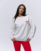 Runners Oversized Sweatshirt - Light Grey Melange/Classic Red