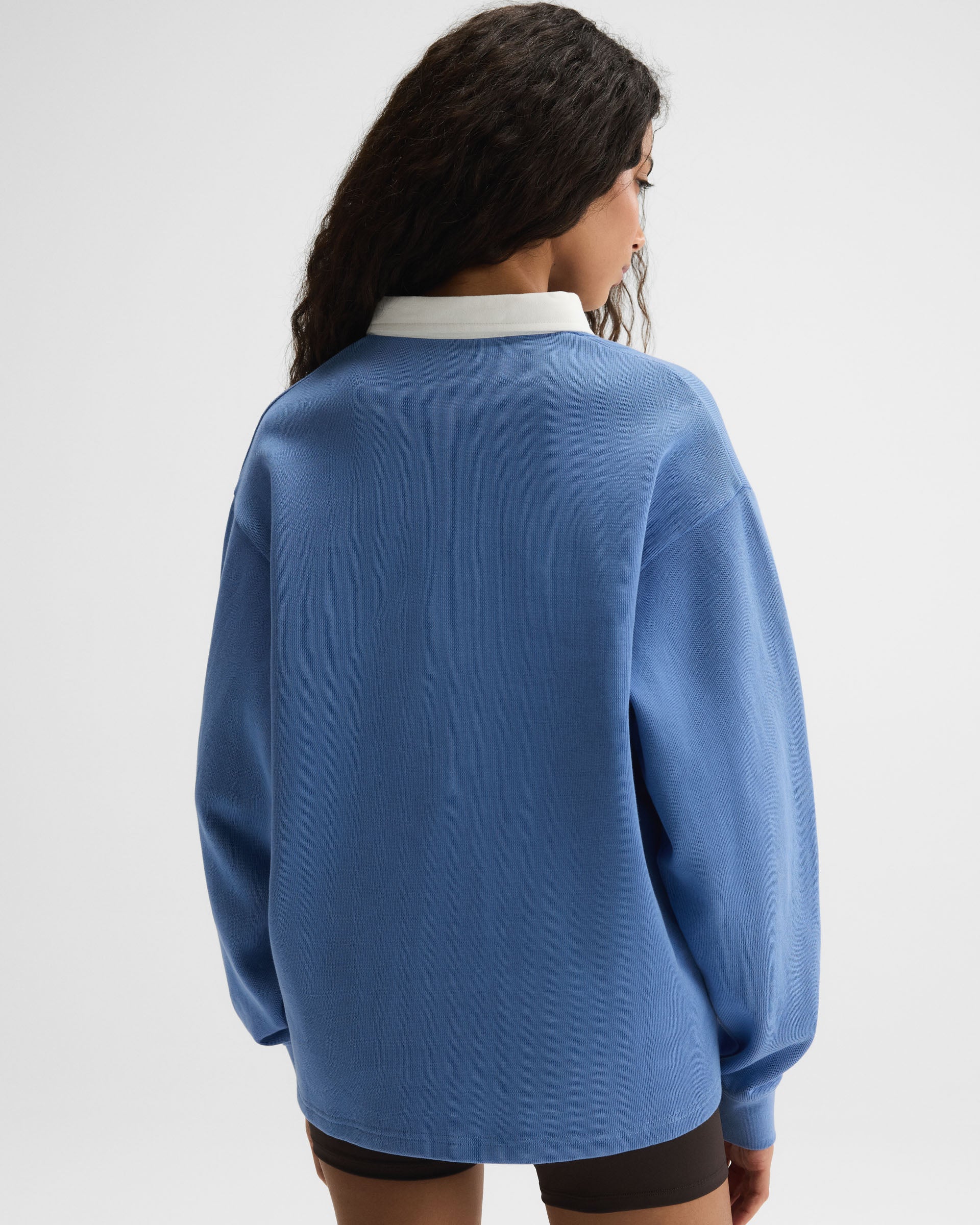 Varsity Oversized Rugby Top - Blossom Blue/Marshmallow White