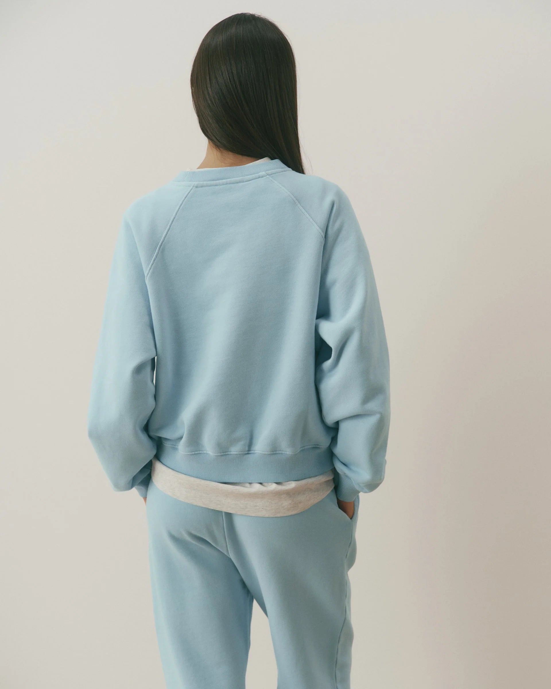 Le Mode De Vie Washed Loose Fit Sweatshirt - Breeze Blue/Marshmallow White