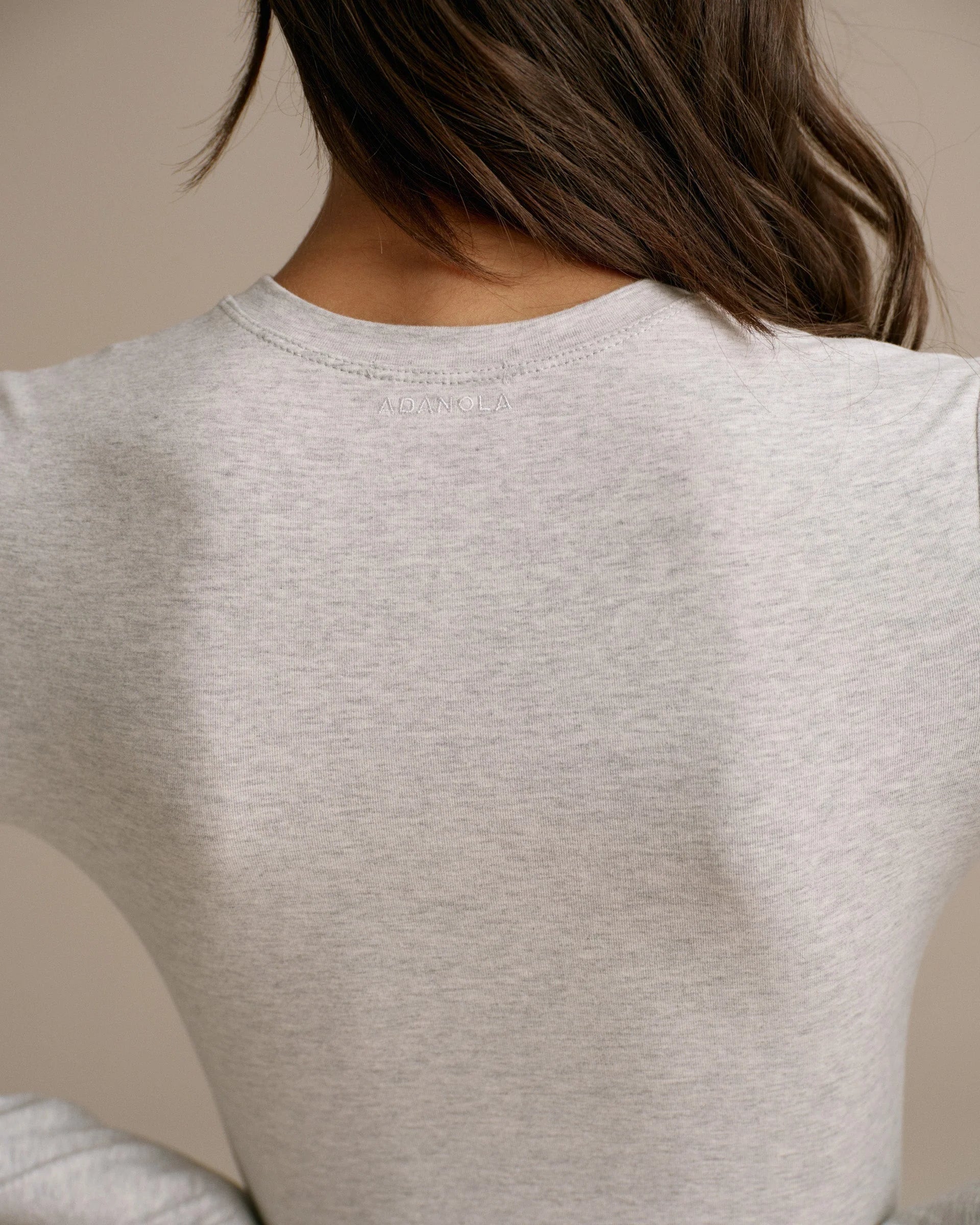 Cotton Long Sleeve Top - Grey Melange