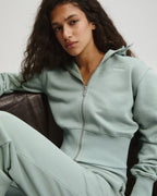 Cinch Hem Full Zip Hoodie - Cloud Blue