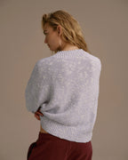 Textured Knit Oversized Sweatshirt - Blue