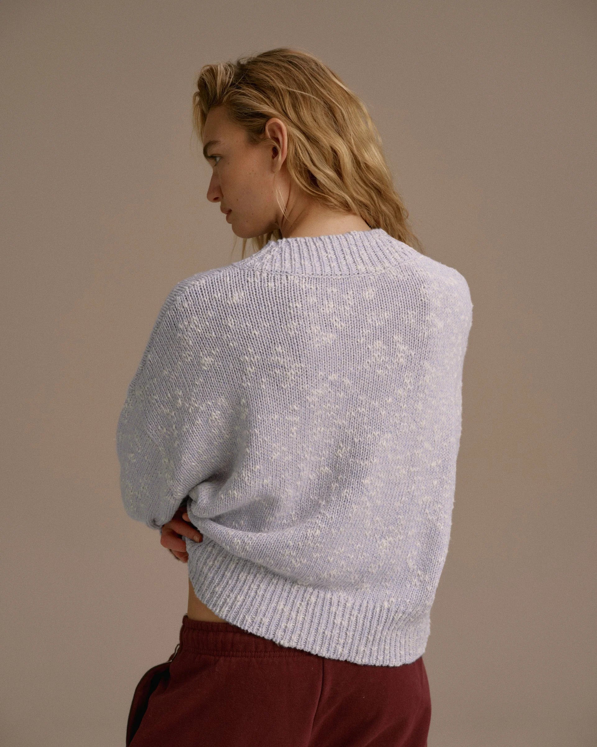 Textured Knit Oversized Sweatshirt - Blue