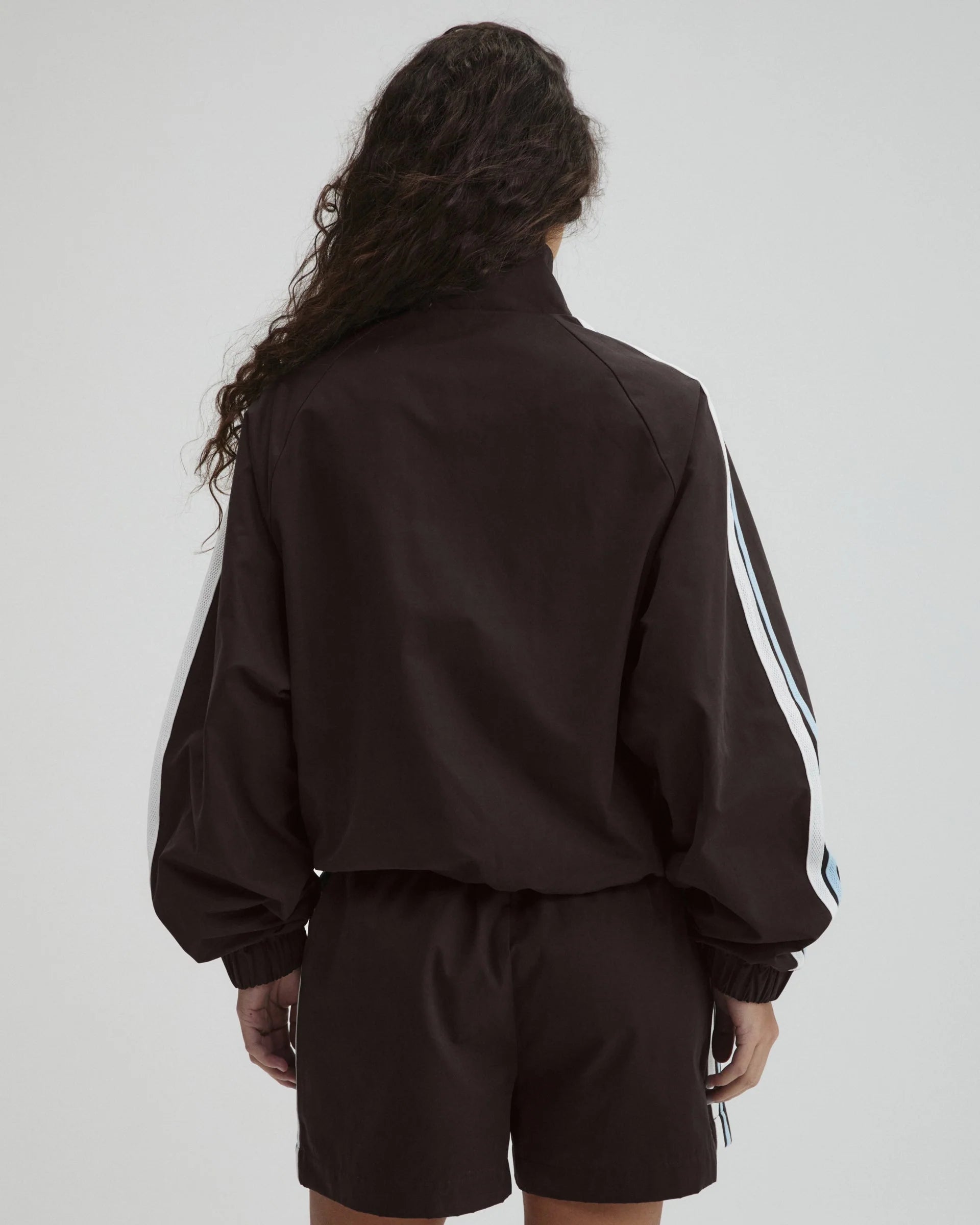 Stripe Detail Track Jacket - Coffee Bean