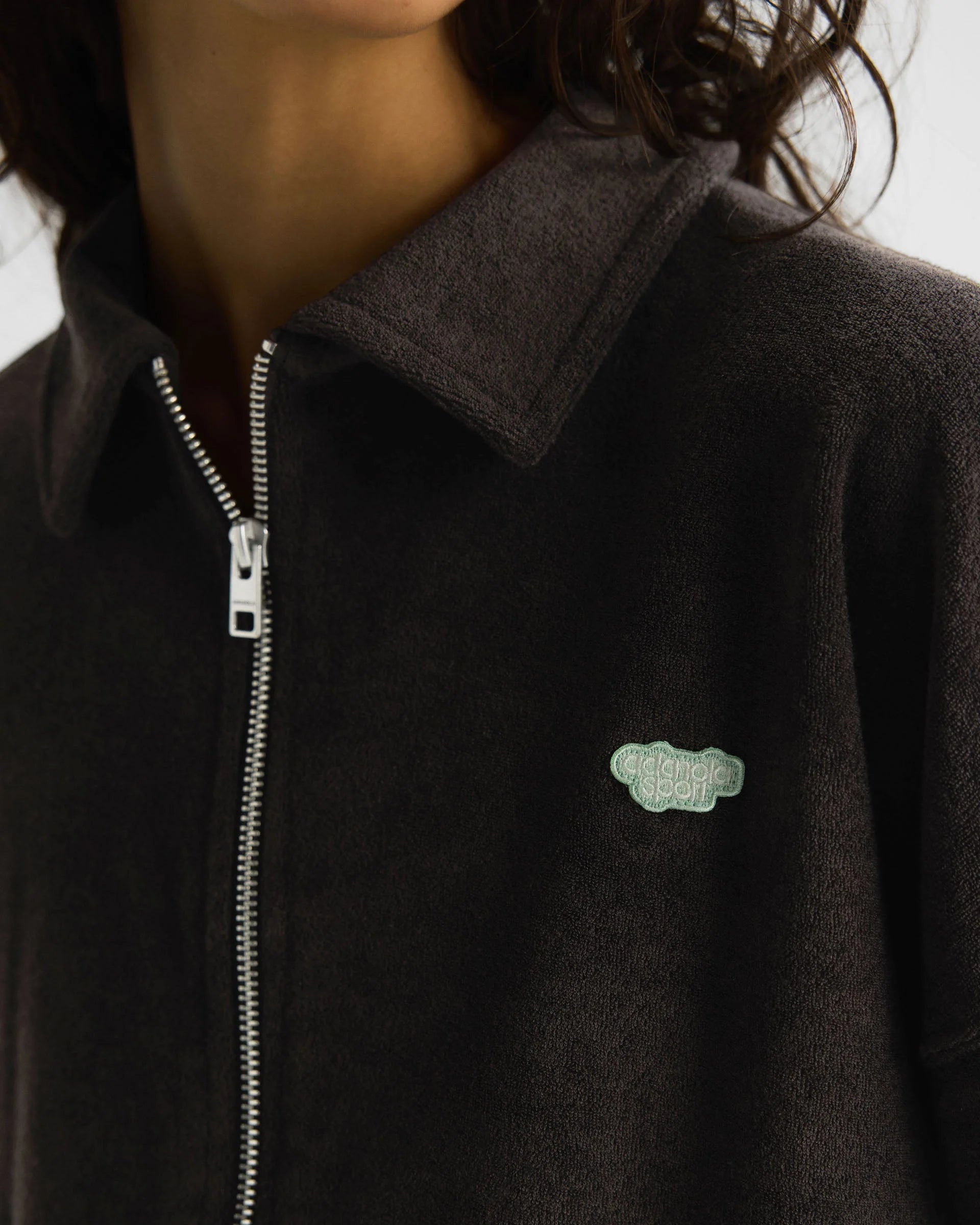 Terry Towelling Tie Hem Jacket - Coffee Bean
