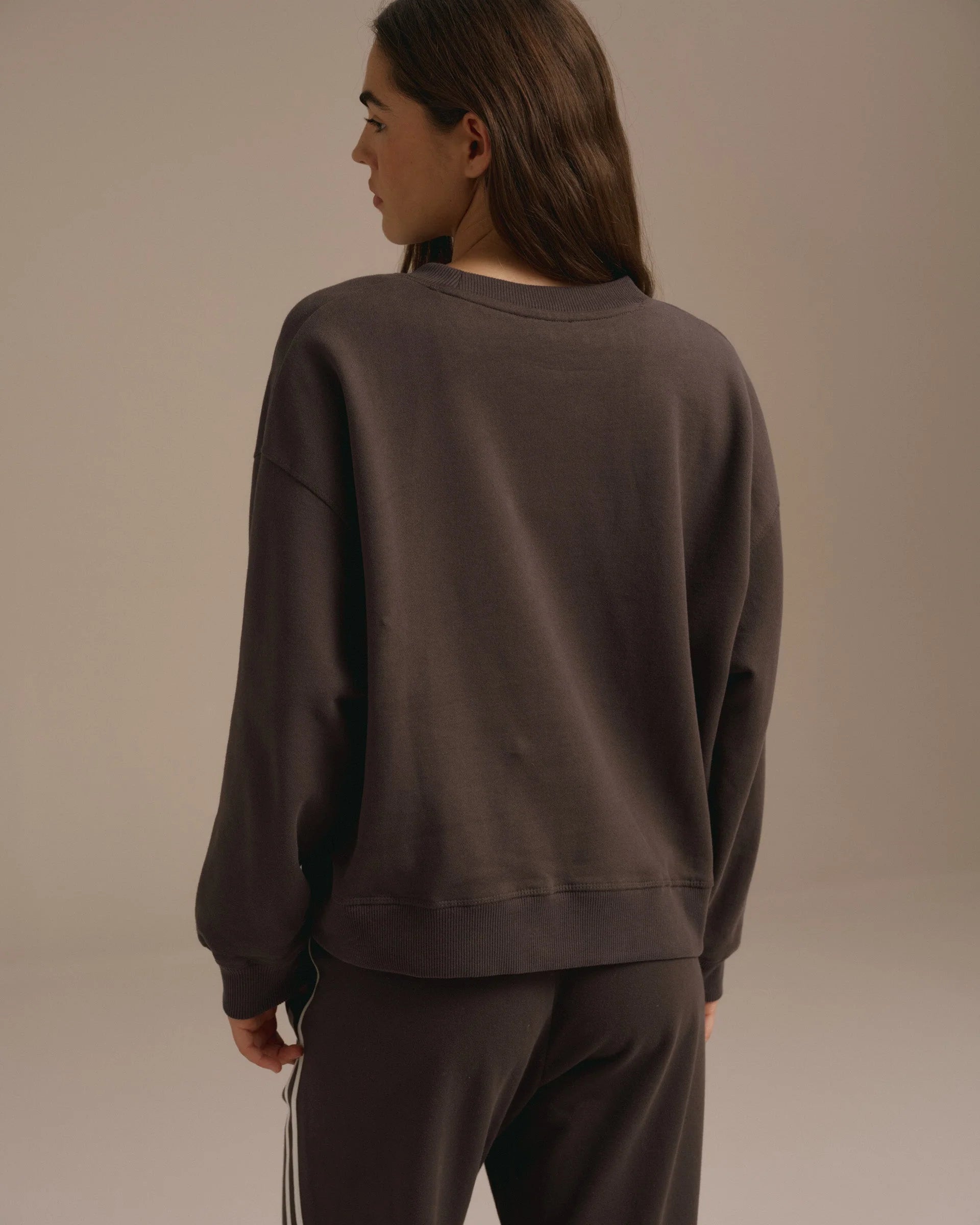 Varsity Loose Fit Sweatshirt - Coffee Bean/Marshmallow White