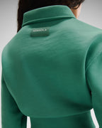 Jersey Cinched Waist Polo Sweatshirt - Eucalyptus Green