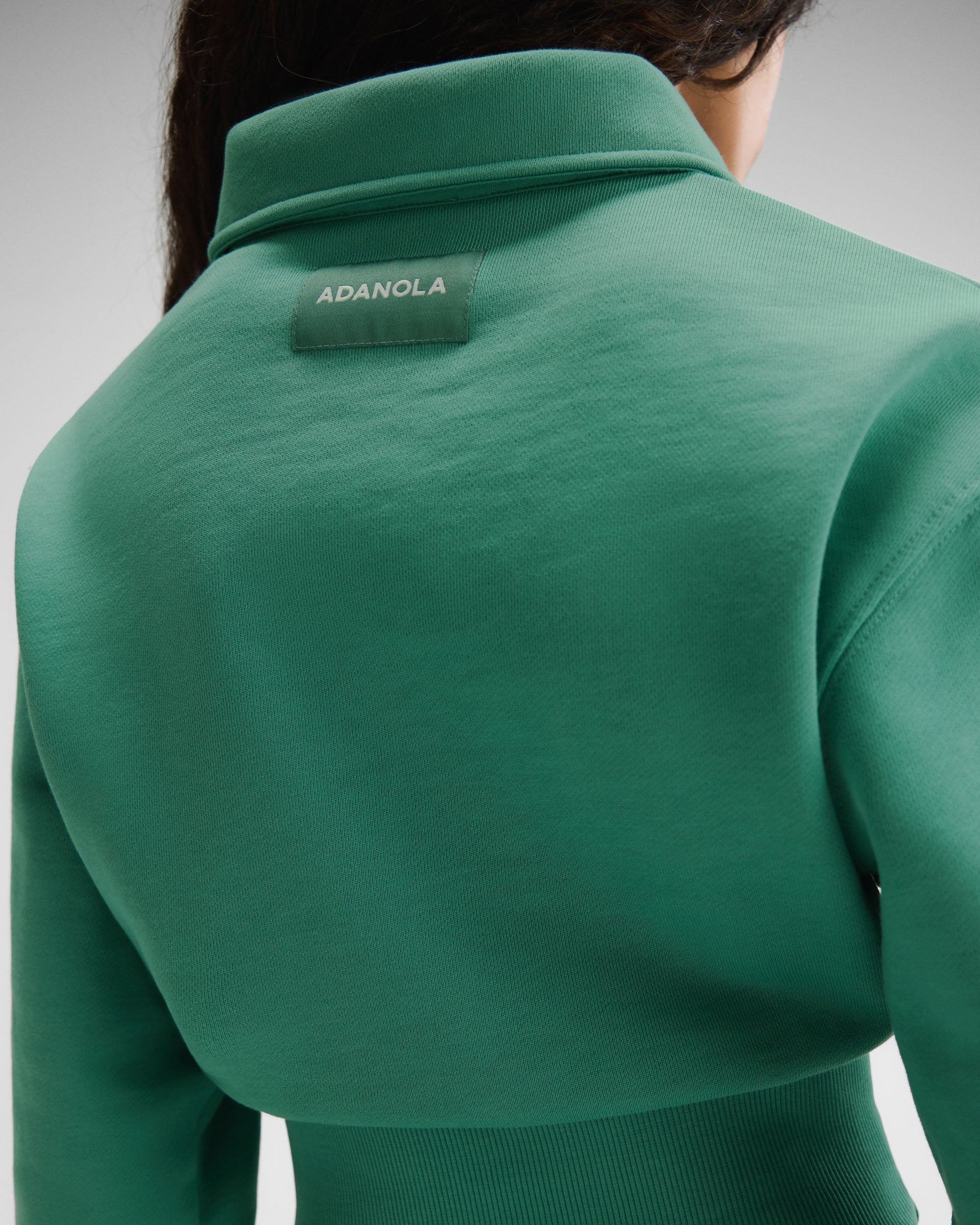 Jersey Cinched Waist Polo Sweatshirt - Eucalyptus Green