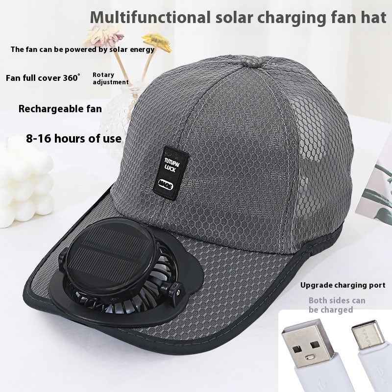 Solar Charging Fan Hat | Breathable Cooling Cap