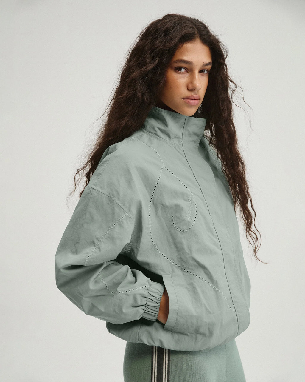 Laser Cut Track Jacket - Cloud Blue