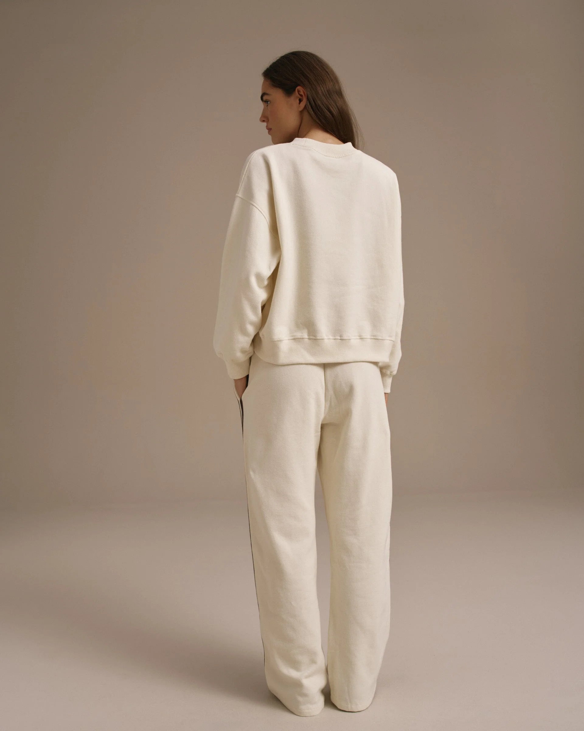 Varsity Loose Fit Sweatpants - Marshmallow White/Coffee Bean
