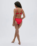 Contrast Triangle Bikini Top - Apple Red/Dark Red