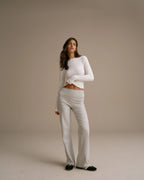 Cotton Long Sleeve Top - White