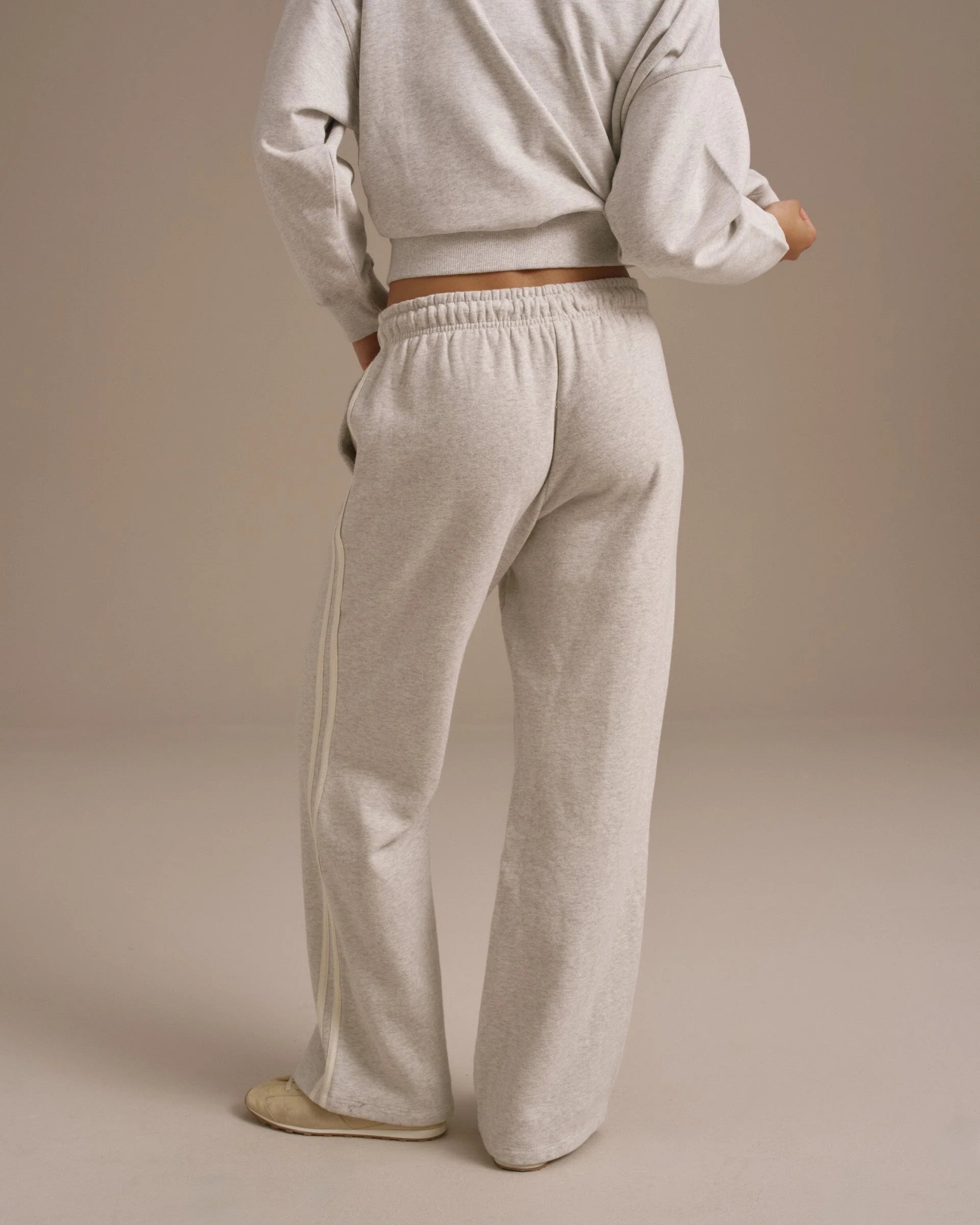 Varsity Loose Fit Sweatpants - Light Grey Melange/Marshmallow White
