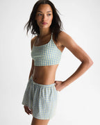 Checked Slub Lounge Shorts - Buttercream