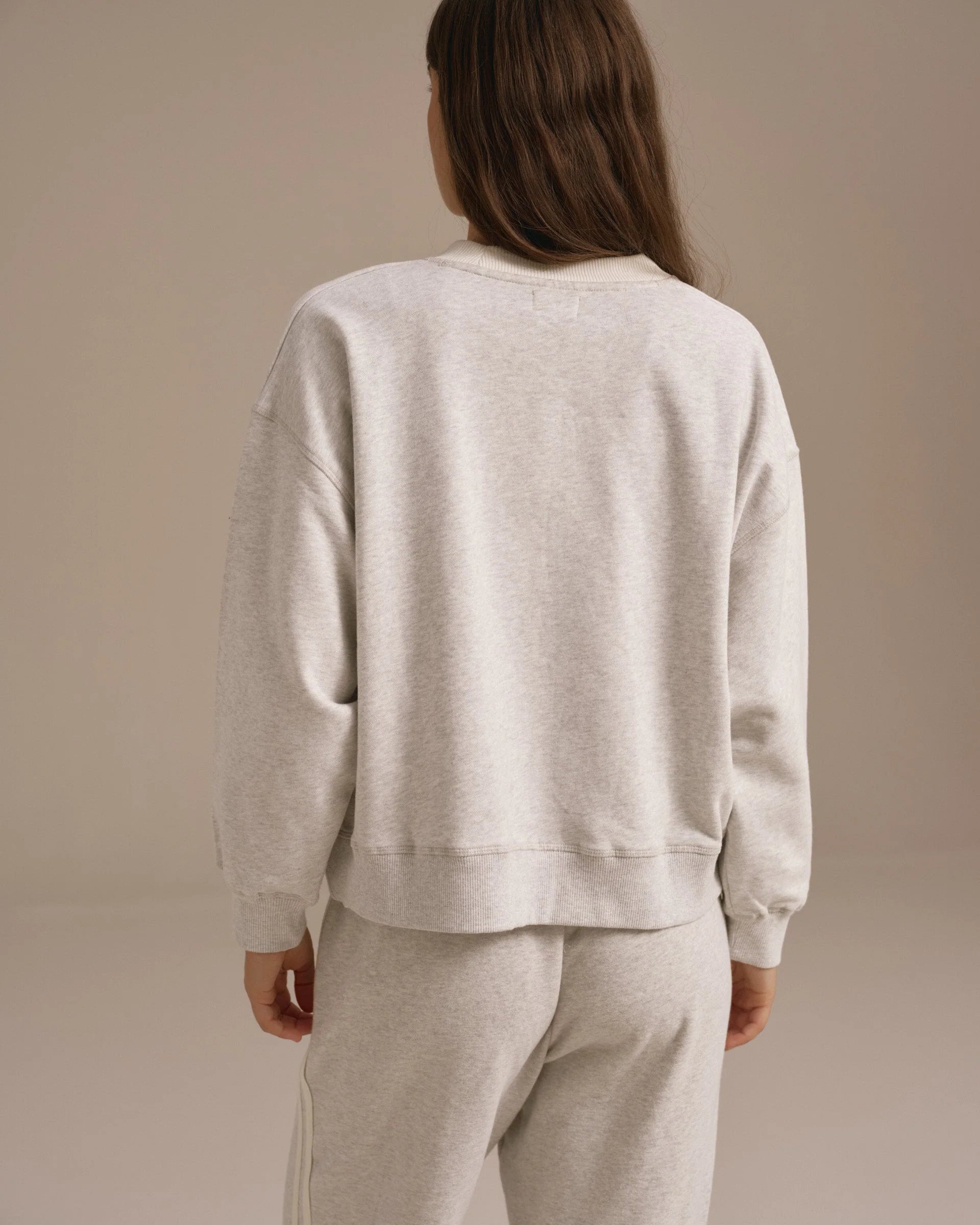 Varsity Loose Fit Sweatshirt - Light Grey Melange/Marshmallow White