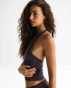 Soft Modal Halter Neck Tank Top - Coffee Bean