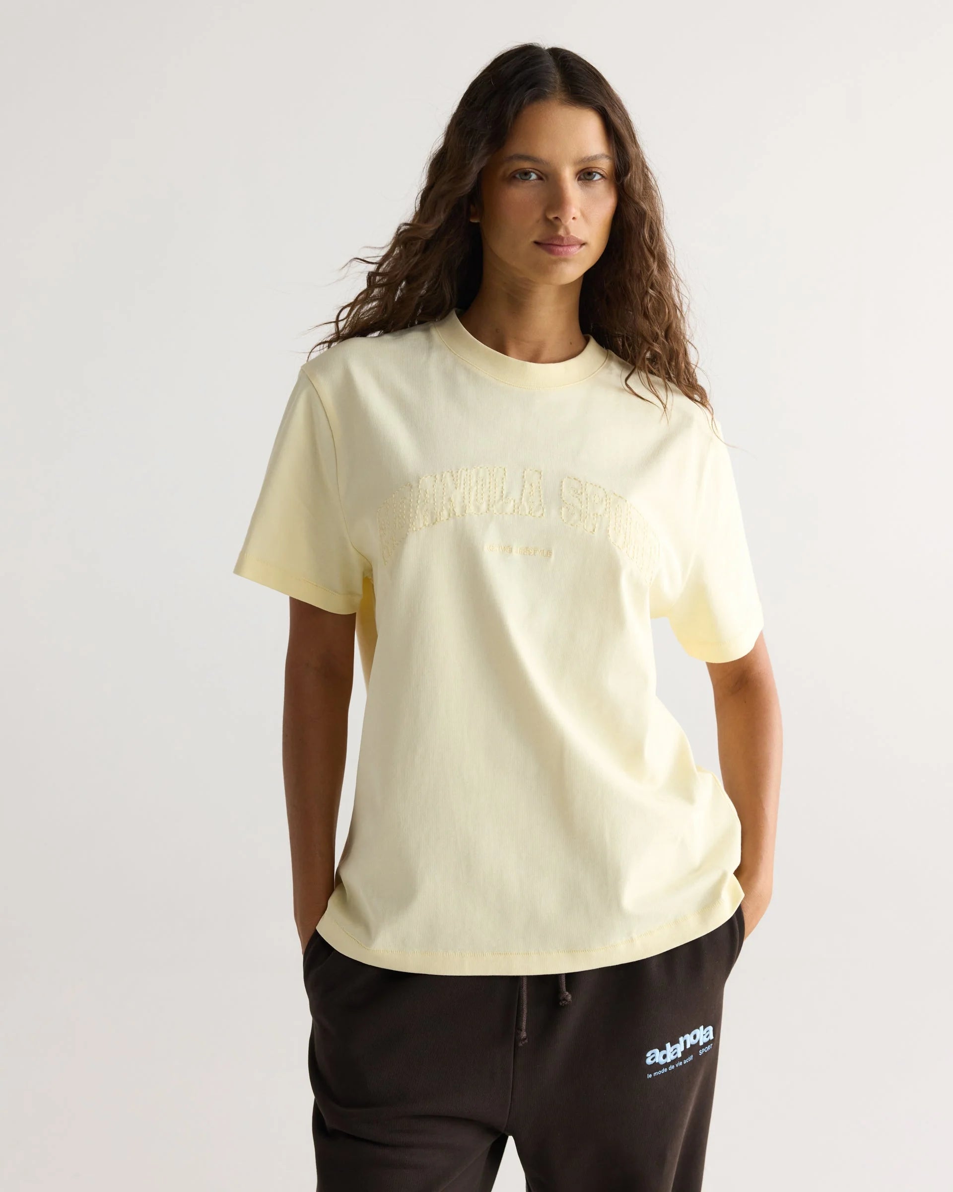 AS Stitch Detail Oversized T-shirt - Buttercream
