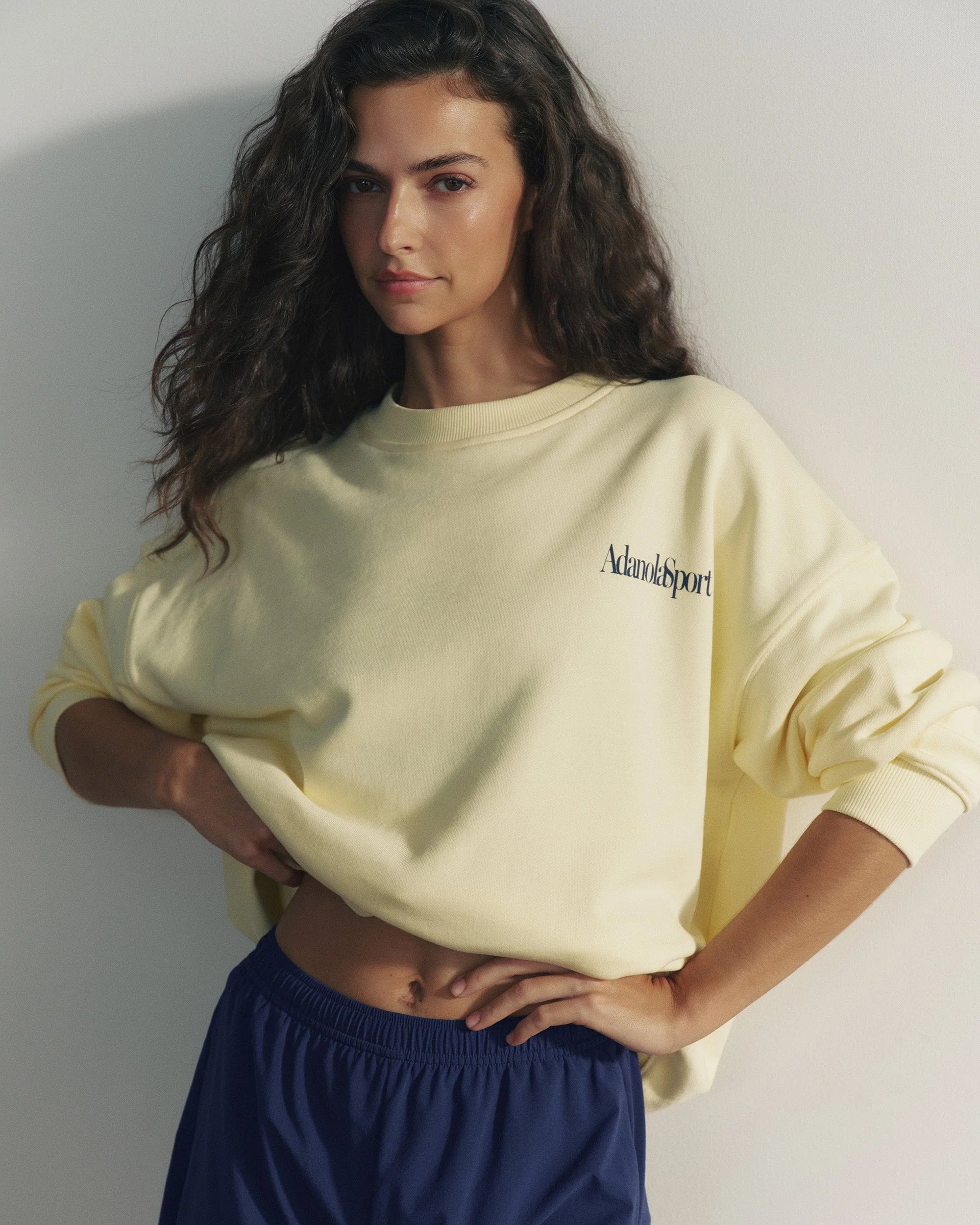 Retro AS Oversized Sweatshirt - Buttercream/Navy Blue