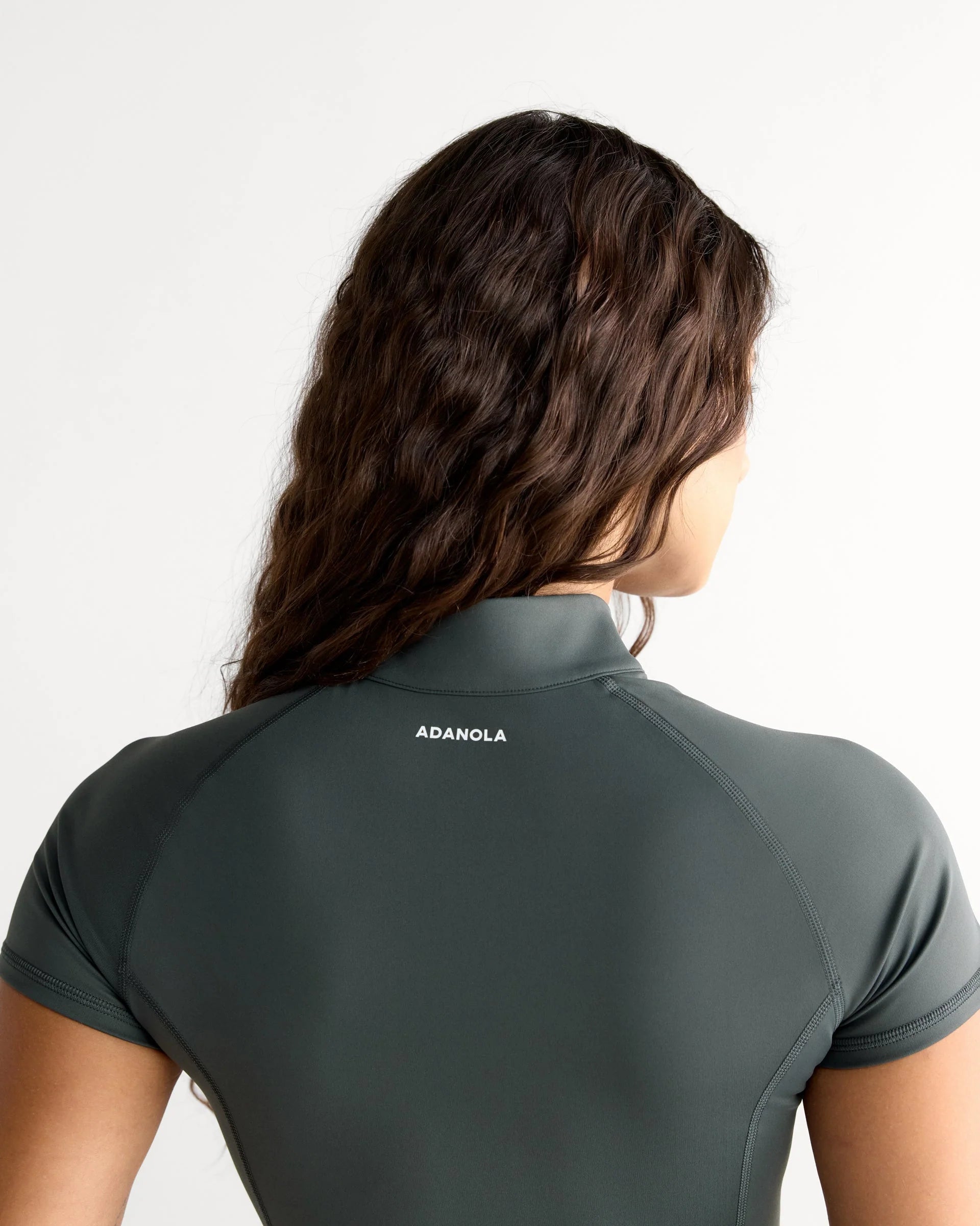Ultimate Short Sleeve Zip Up Top - Sea Green